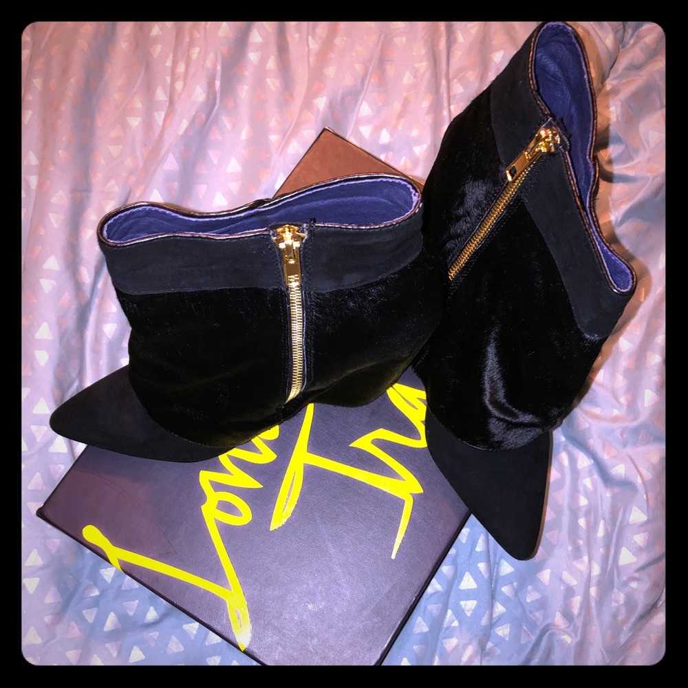 NEW W/Box London Trash pony-hair wedged bootie